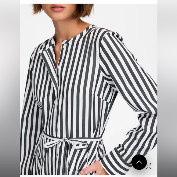 Madewell Petite Tie-Waist Midi Shirtdress in Deep Forest Stripe - Picture 5 of 9